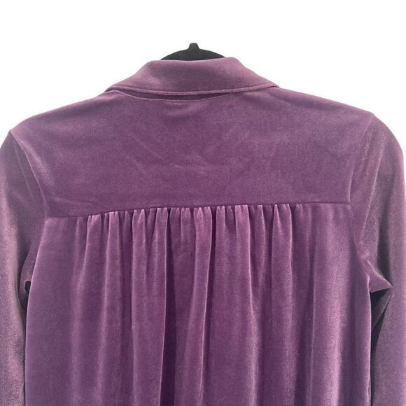 J Jill Wearever Collection Velvet Blouse Purple XSP NWT - Picture 6 of 9